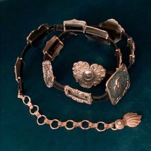 Vintage 1993 Brighton Adjustable Black/Silver Belt